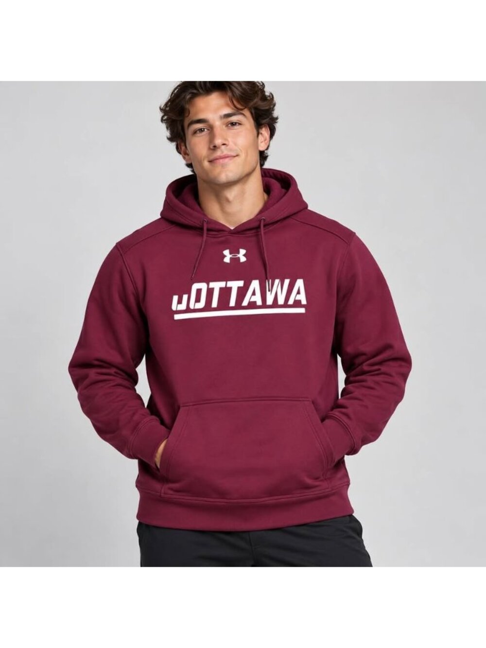 Under Armour uOttawa Hoodie Unisex Large Burgundy University of Ottawa